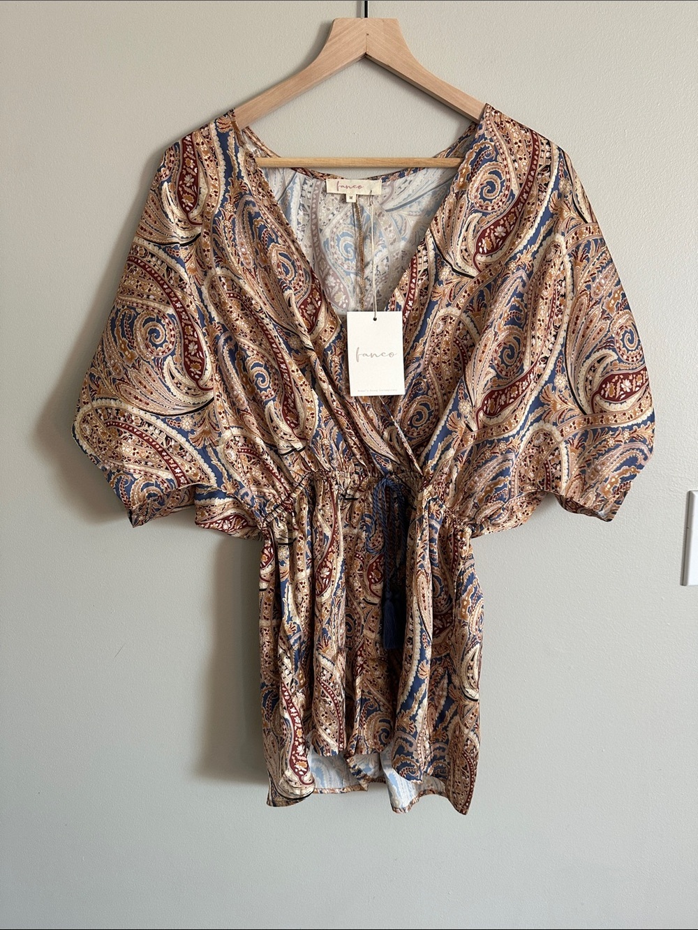 Blue Paisley Kimono Sleeve Romper - Picture 8 of 10
